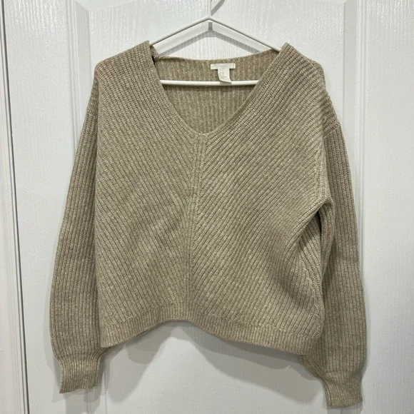 H&M V-Neck Ribbed Sweater - Tan - Picture 1 of 1